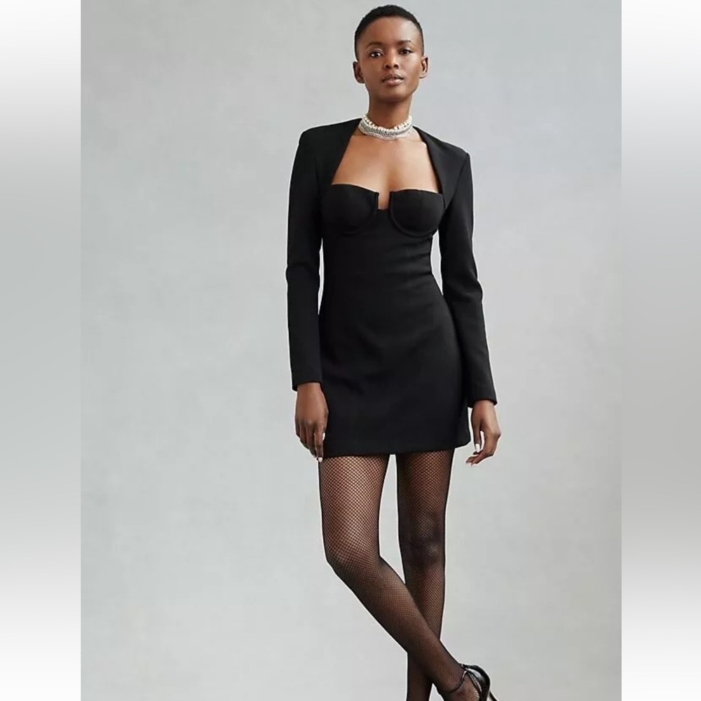Anthropologie MISHA Paulita Bonded Crepe Mini Dress Size 2 black